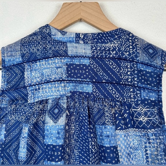 J. McLaughlin Nylee Sleeveless Linen Dress in Diamond Patch Blue Medium NWT - Picture 9 of 9